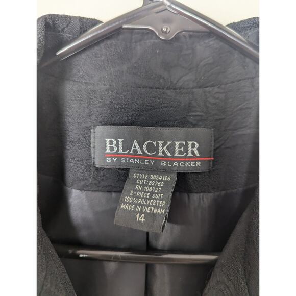 Blacker by Stanley Blacker Blazer Womens Size 14 Black Textured Jacket  Buttons - Picture 6 of 10